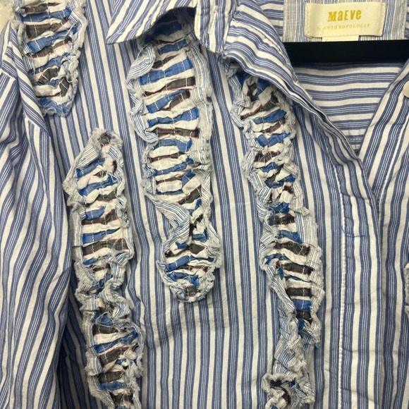 Maeve by Anthropology Blue Striped Button-Up Shirt - Picture 4 of 15